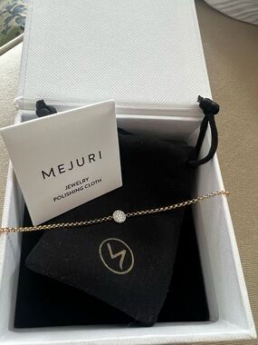 Mejuri Gold Chain Bracelet with Pavé Disc